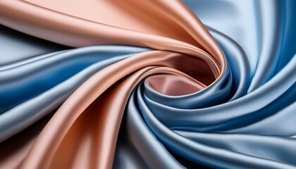 Wall Mural - abstract background with smooth lines in blue orange and pink colors abstract background of blue wavy silk or satin luxury cloth