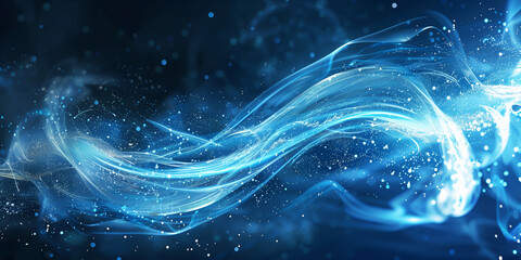 Wall Mural - Abstract technology art Futuristic background energy wave shape lines. Place for text graphics concept design. Template poster invitation flyer banner email header. Horizontal. Generative Ai content	
