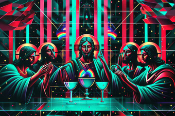 Wall Mural - beautiful The Last Supper. Jesus. Christian religious. Generative AI