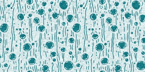 Turquoise water bubbles circle dot seamless texture border pattern. Beachy teal circles in organic droplet background for summer design repeat tile. 