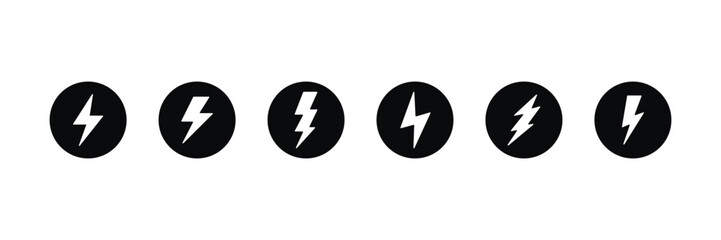 Set of flash lightning Electric power icon collection. Thunderbolt Symbol. Vector Illustration.