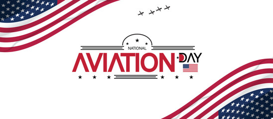 Wall Mural - Aviation Day logo depicting a plane against a backdrop of a sky