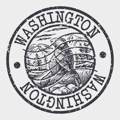 Sticker - Washington Stamp Postal. Silhouette Seal. Passport Round Design. Vector Icon. Design Retro Travel. National Symbol.	
