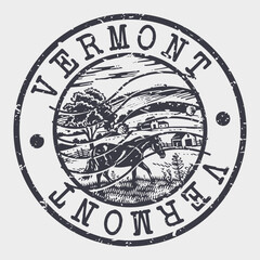 Sticker - Vermont Stamp Postal. Silhouette Seal. Passport Round Design. Vector Icon. Design Retro Travel. National Symbol.	
