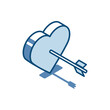 © Trostinka_25 - isometric vector heart with arrow linear icon, in color on a white background, romantic relationship or like love