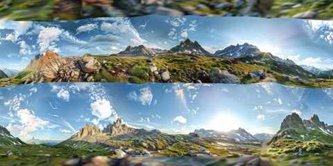 Canvas Print - Panoramic View of Majestic Mountains in the Alps