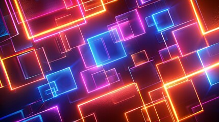 Wall Mural - Neon Square Abstract Background