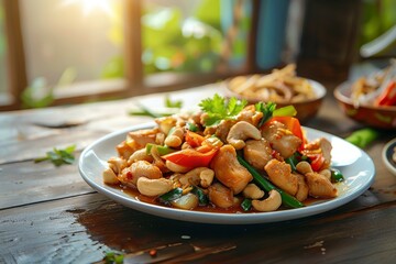 Canvas Print - Chicken stir fry with cashews a popular Thai dish