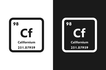 Wall Mural - Californium, Cf, chemical periodic element icon. The chemical element of the periodic table. Sign with atomic number. Californium element