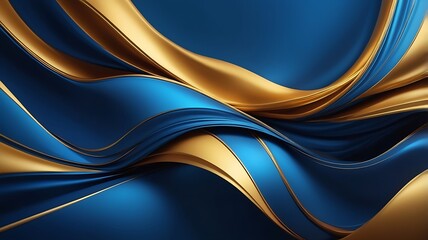 Poster - An abstract design of swirling gold and blue shapes, creating a visually striking contrast that is aesthetically pleasing and dynamic