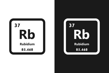 Wall Mural - Rubidium, Rb, chemical periodic element icon. The chemical element of the periodic table. Sign with atomic number. Rubidium element