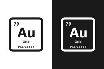 Gold, Au, chemical periodic element icon. The chemical element of the periodic table. Sign with atomic number. Gold element