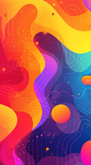 Wall Mural - Vibrant abstract vector background with 80's inspired swirls and geometric shapes