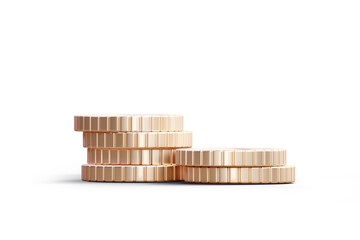 Wall Mural - stack of gold blank metal coins, 3d realistic money, cash, treasure heap. game assets, payment signs
