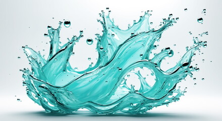 Poster - Mesmerizing close-up of a water droplet impacting a surface, creating a vibrant, swirling splash with intricate details and a captivating sense of movement