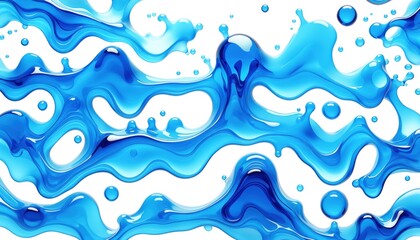 Poster - Blue liquid splashes on white background. Dynamic movement creates energy and fluidity