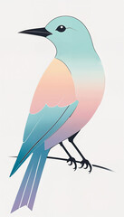 Wall Mural - bird on a branch in a colorful minimalist style