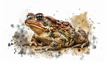 Wall Mural - Illustration of a toad in watercolor style, isolated on a white background