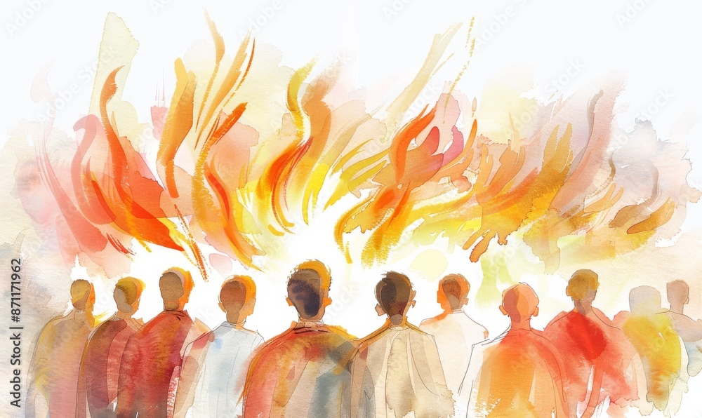 Pentecost Sunday: The Holy Spirit Comes as Tongues of Fire. Digital ...
