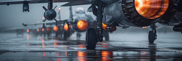 Canvas Print - Closeup of a fighter jet engine in the parking lot.