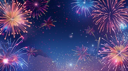 a breathtaking show of colorful fireworks bursting against the dark sky, creating dazzling patterns 