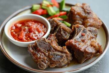 Sticker - Fried beef oxtail with spicy chili sauce