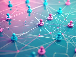 Abstract network of interconnected pins representing connections and relationships.