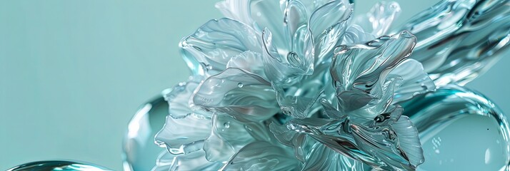 Poster - Delicate Monochromatic Flower Glass Facade With Translucent Petals