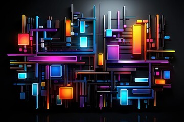 Wall Mural - Futuristic Neon contemporary art, visual composition