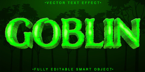 Poster - Cartoon Green Goblin Forest Vector Fully Editable Smart Object Text Effect