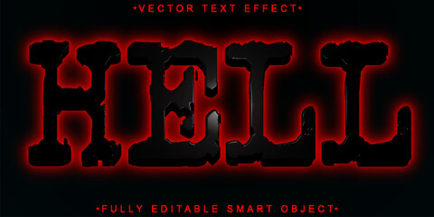 Wall Mural - Black Red Light Hell Worn Vector Fully Editable Smart Object Text Effect