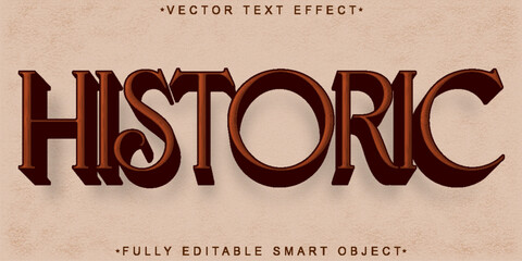 Poster - Brown Vintage Historic Vector Fully Editable Smart Object Text Effect