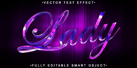 Canvas Print - Luxury Elegant Purple Mirror Lady Vector Fully Editable Smart Object Text Effect
