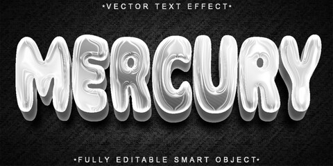Poster - Liquid Silver Mercury Vector Fully Editable Smart Object Text Effect