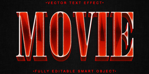 Poster - Red Movie Vector Fully Editable Smart Object Text Effect
