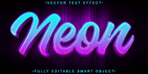 Poster - Neon Bubble Vector Fully Editable Smart Object Text Effect