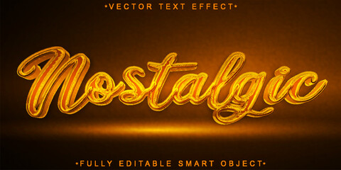 Poster - Orange Shiny Nostalgic Vector Fully Editable Smart Object Text Effect