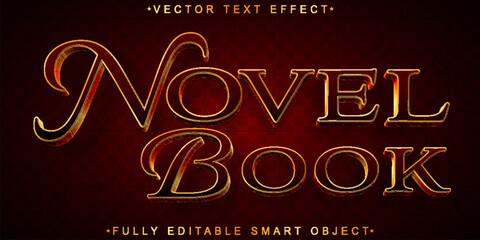 Poster - Golden Novel Book Vector Fully Editable Smart Object Text Effect