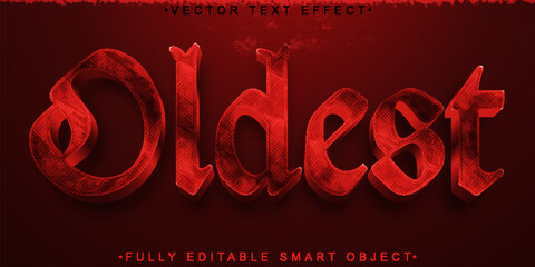 Poster - Red Oldest Vector Fully Editable Smart Object Text Effect