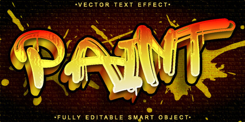 Poster - Orange Graffiti Paint Vector Fully Editable Smart Object Text Effect