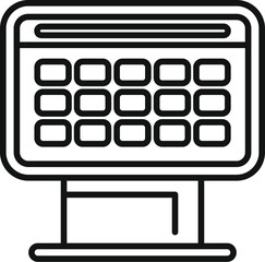 Poster - Line art icon of an interactive information kiosk displaying a grid layout with a navigation bar