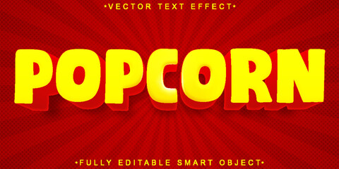 Poster - Cartoon Popcorn Cinema Yellow Vector Fully Editable Smart Object Text Effect