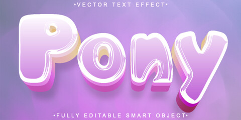 Poster - Cartoon Shiny Cute Pony Vector Fully Editable Smart Object Text Effect