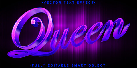 Wall Mural - Purple Woman Queen Vector Fully Editable Smart Object Text Effect