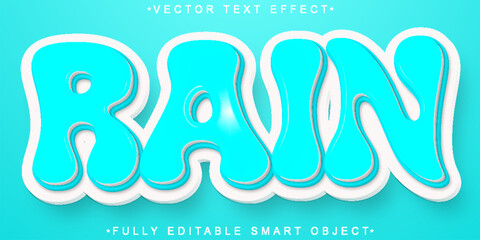 Canvas Print - Cartoon Turquoise Rain Drop Vector Fully Editable Smart Object Text Effect