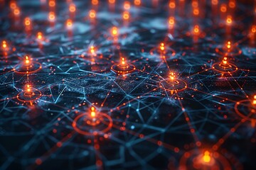 Poster - Abstract Digital Network with Glowing Nodes