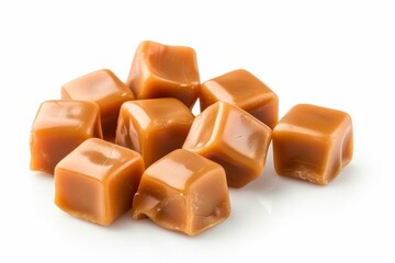 Wall Mural - Milk caramels on white background