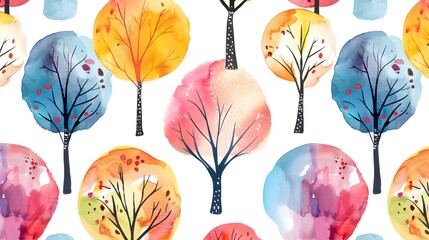 Sticker - watercolor colorful plamtrees pattern background