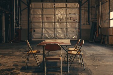 Poster - A comfortable room with a table and chairs for working, studying or relaxing