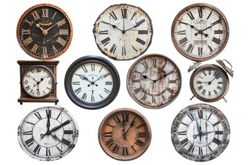 Poster - A collection of various clocks placed on a clean white surface